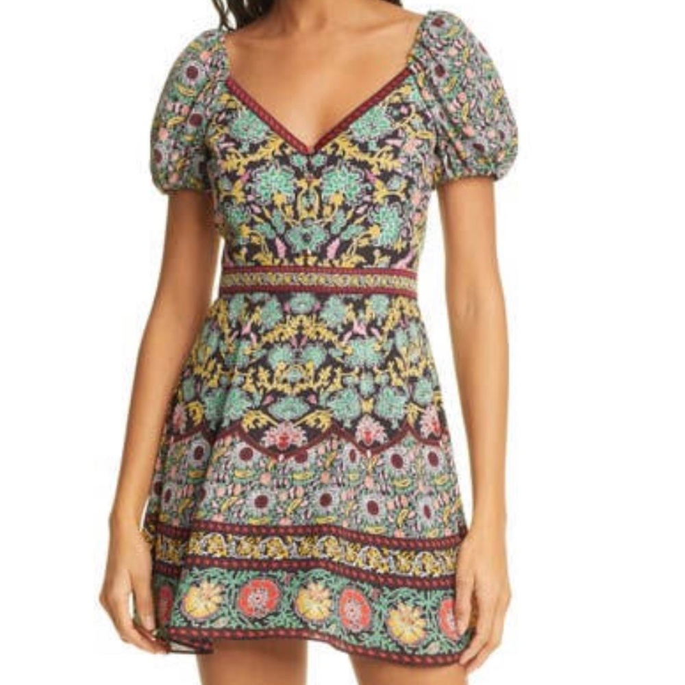 Alice and Olivia Dana Floral Puff Sleeve Mini Dress
